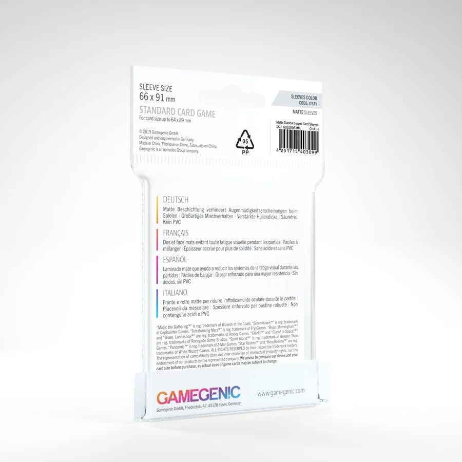 Gamegenic Matte Sleeves Gray 66x91mm (50)