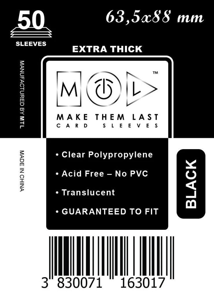MTL Extra Thick Black Sleeves 63,5x88mm (50)