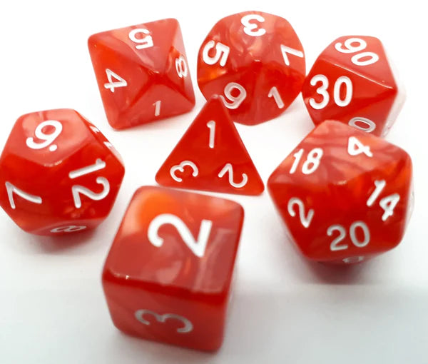 Dice Set Pearl: Red/White (7)