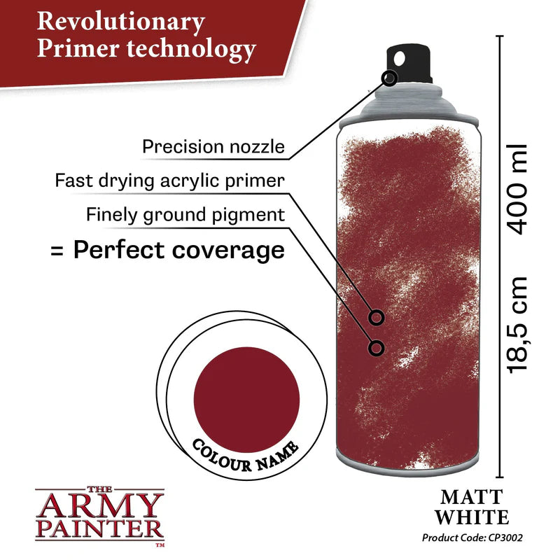 Army Painter: Base Primer - Matt White Spray (400ml)