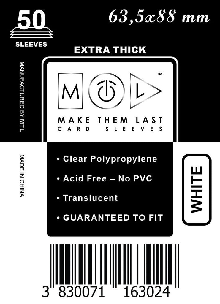 MTL Extra Thick White Sleeves 63,5x88mm (50)