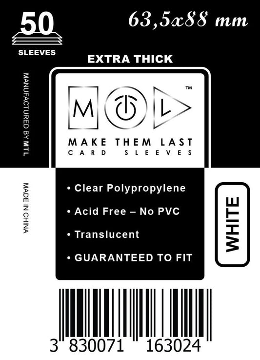 MTL Extra Thick White Sleeves 63,5x88mm (50)