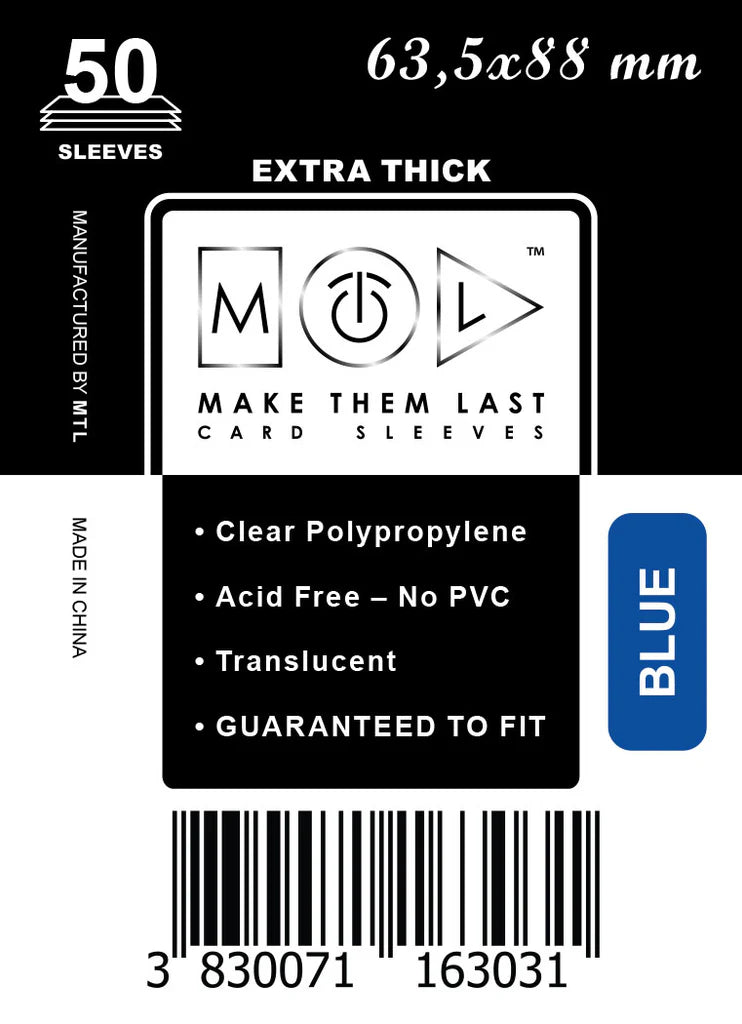 MTL Extra Thick Blue Sleeves 63,5x88mm (50)