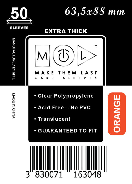 MTL Extra Thick Orange Sleeves 63,5x88mm (50)