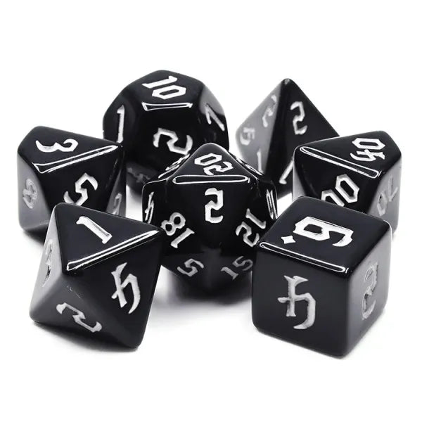 Dice Set Opaque: Chon drite Black/White (7)