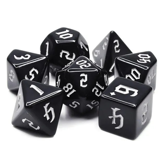 Dice Set Opaque: Chon drite Black/White (7)