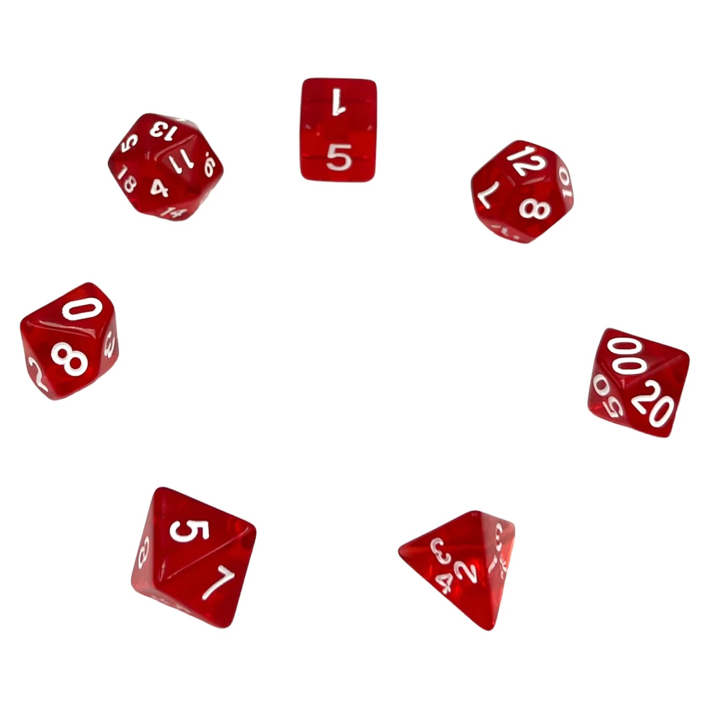 Dice Set Transparent: Red (7)