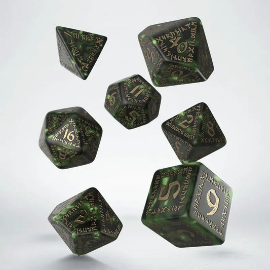 Dice Set Runic Green/Gold (7)